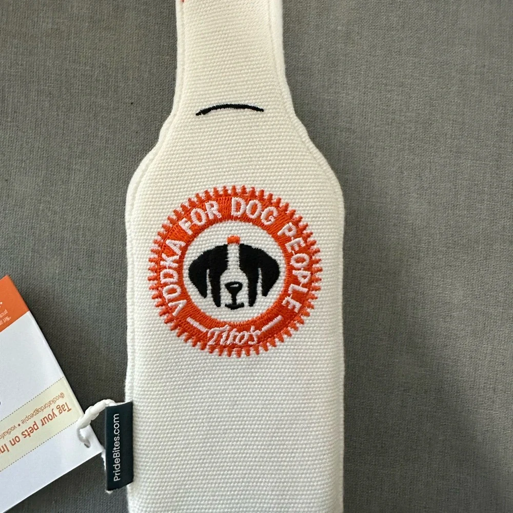 Tito's Handmade Vodka Plush Dog Toy - Orange and White